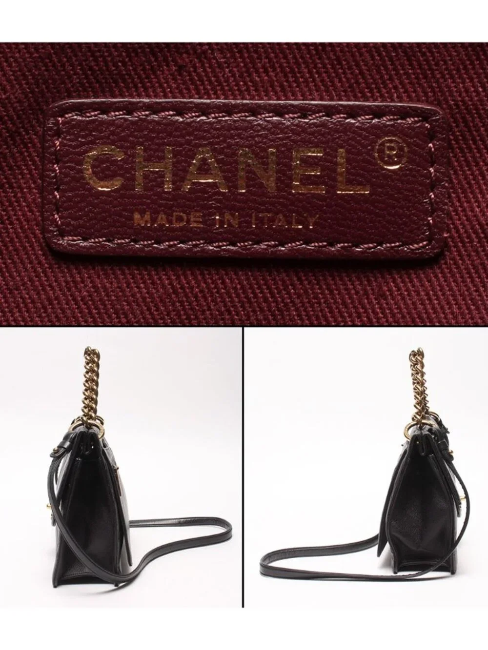 Chanel 2-Way Chain Shoulder Bag Gold Quilted Caviar Leather
